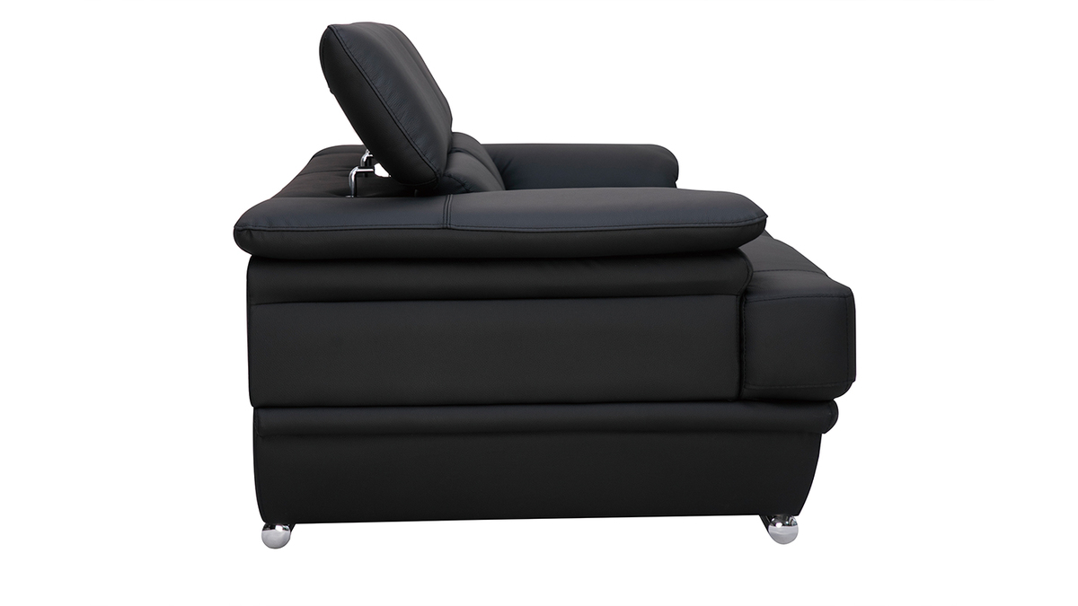 Design-Ledersofa zwei Pltze verstellbares Kopfstck Schwarz EWING - Bffelleder