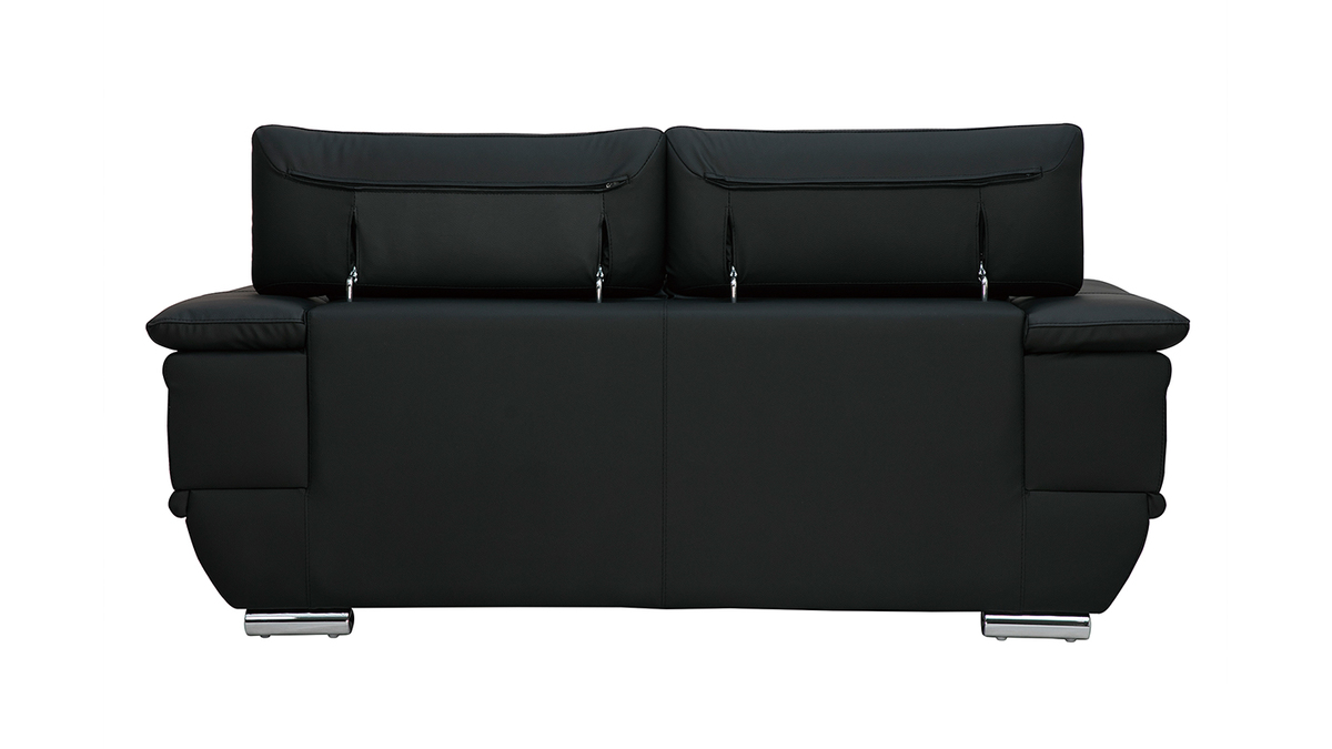 Design-Ledersofa zwei Plätze verstellbares Kopfstück Schwarz EWING - Büffelleder