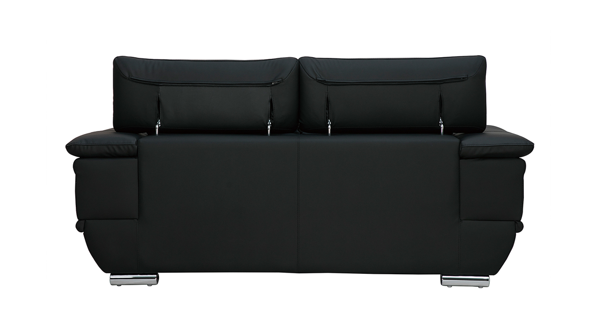 Design-Ledersofa zwei Pltze verstellbares Kopfstck Schwarz EWING - Bffelleder