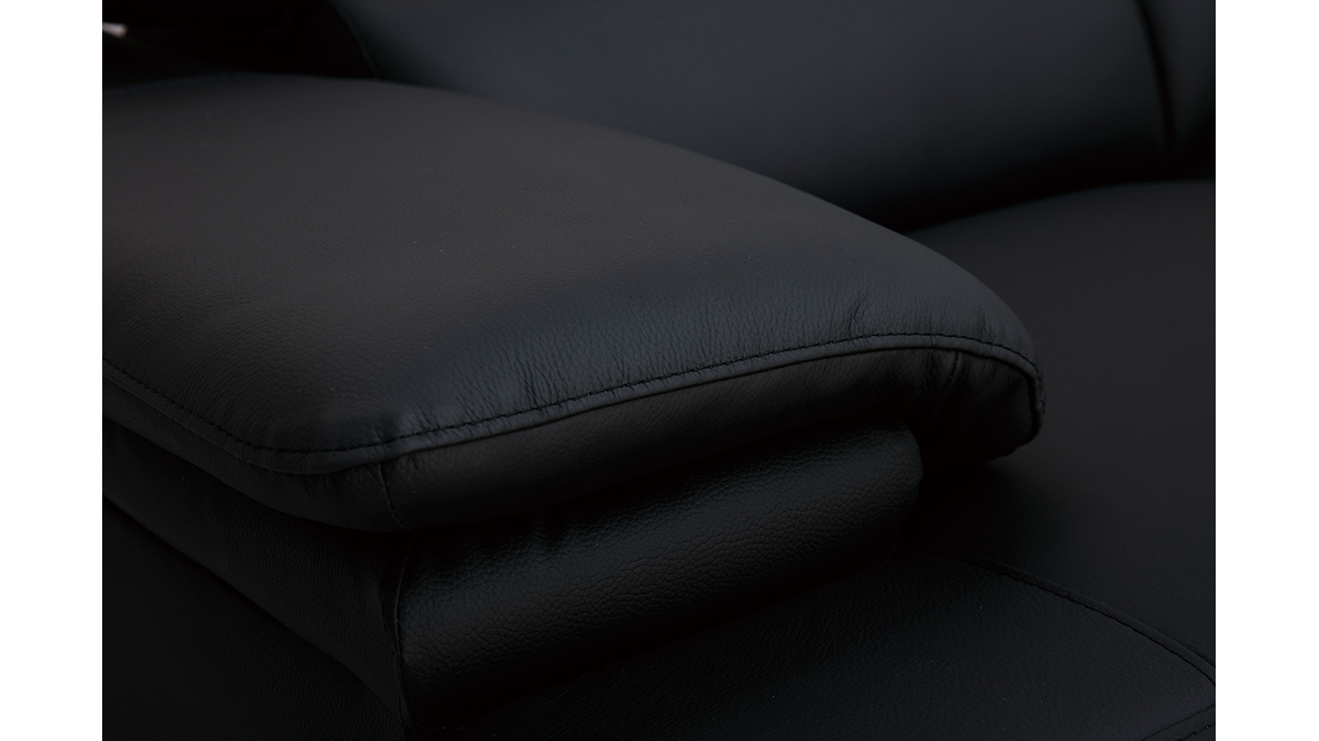 Design-Ledersofa zwei Pltze verstellbares Kopfstck Schwarz EWING - Bffelleder