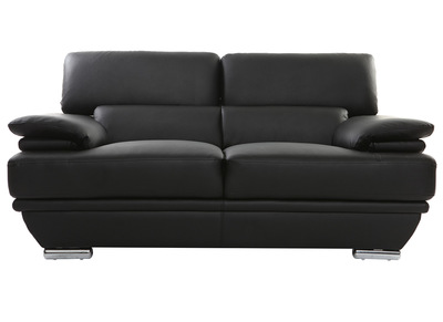 Design-Ledersofa zwei Plätze verstellbares Kopfstück Schwarz EWING - Büffelleder - Design-Ledersofa zwei Plätze verstellbares Kopfstück Schwarz EWING - Büffelleder