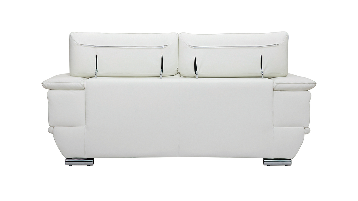 Design-Ledersofa zwei Plätze verstellbares Kopfstück Weiß EWING - Büffelleder