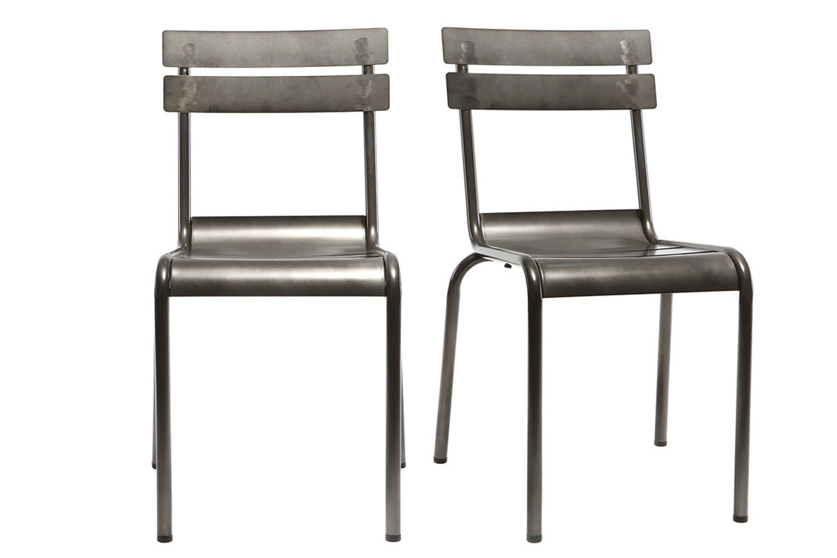 Design-Metallsthle Edelstahl 2er-Set SHERMAN