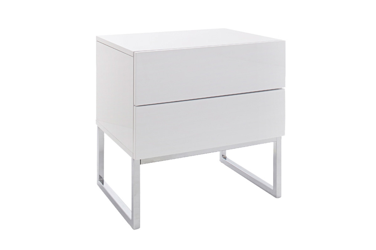 Design-Nachttisch 2 Schubladen wei glnzend lackiert NYX