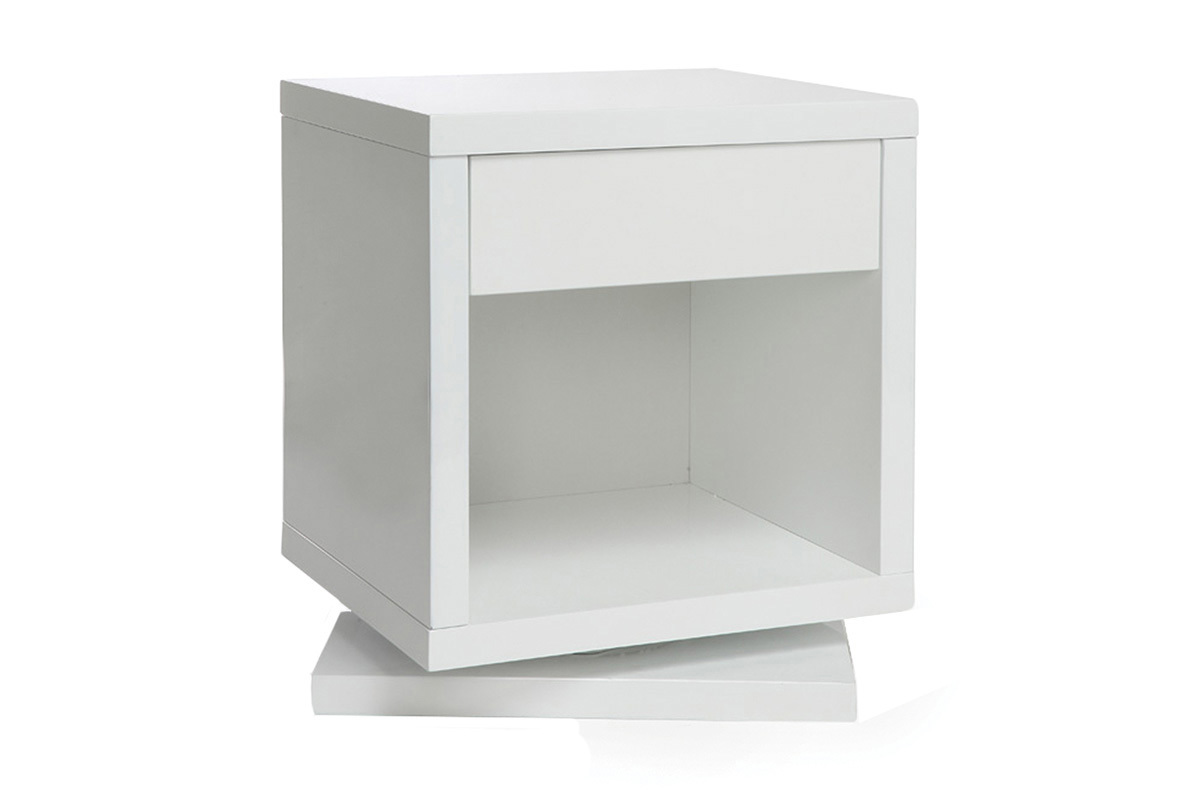 Design-Nachttisch drehbar Wei glnzend MAX