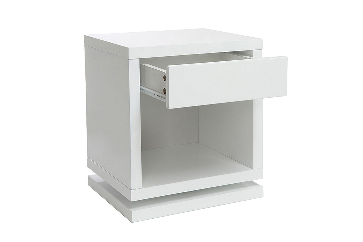 Design-Nachttisch drehbar Wei glnzend MAX