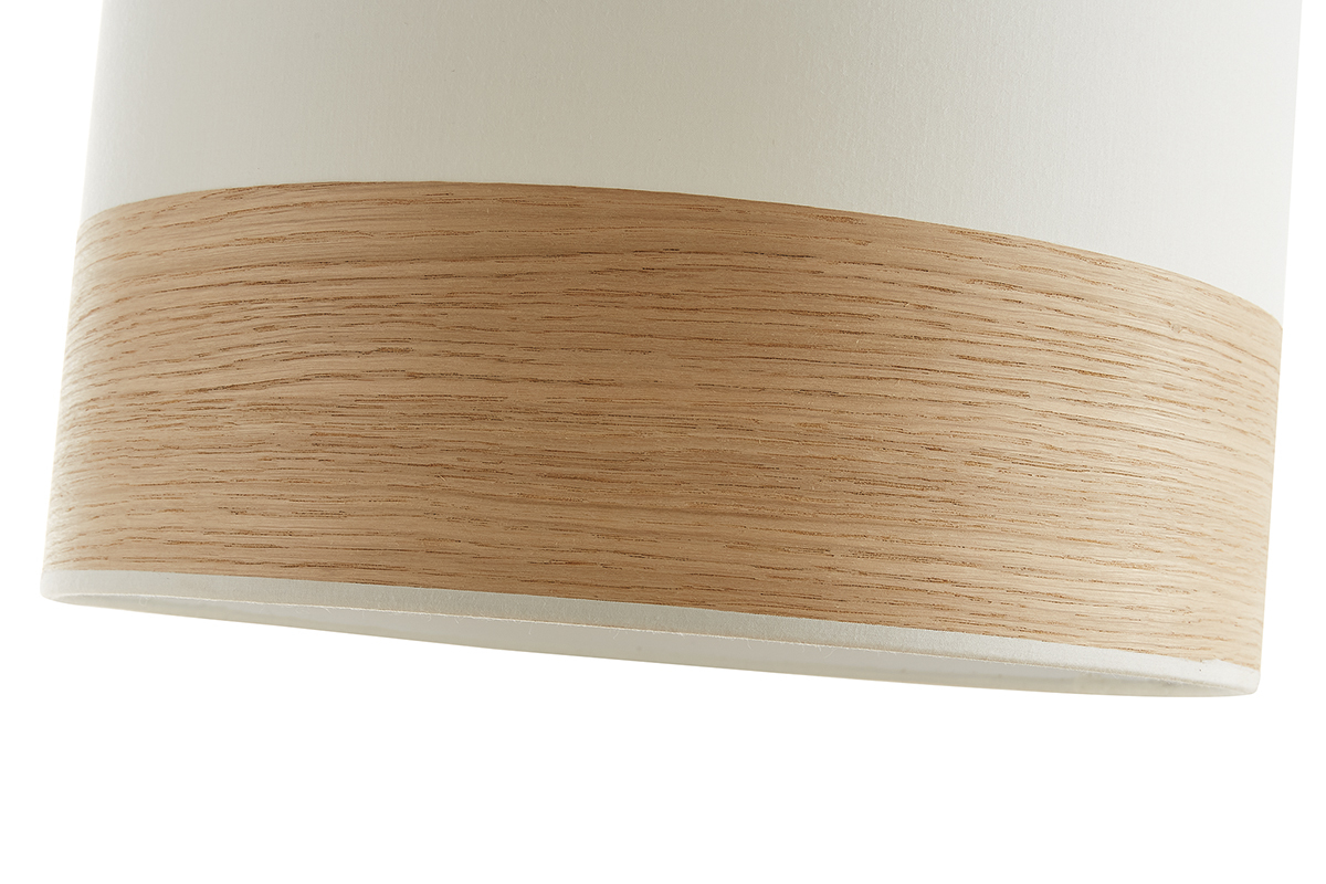 Design-Pendelleuchte aus sandfarbener Baumwolle und heller Eiche D38 cm SOLAR