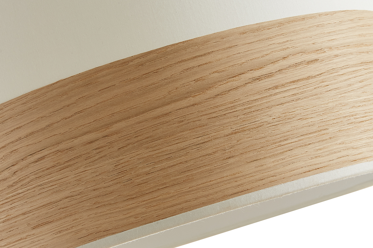 Design-Pendelleuchte aus sandfarbener Baumwolle und heller Eiche D38 cm SOLAR