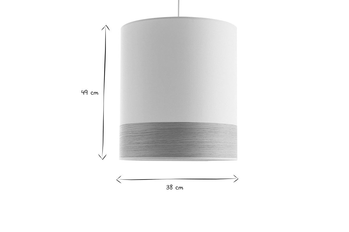 Design-Pendelleuchte aus sandfarbener Baumwolle und heller Eiche D38 cm SOLAR