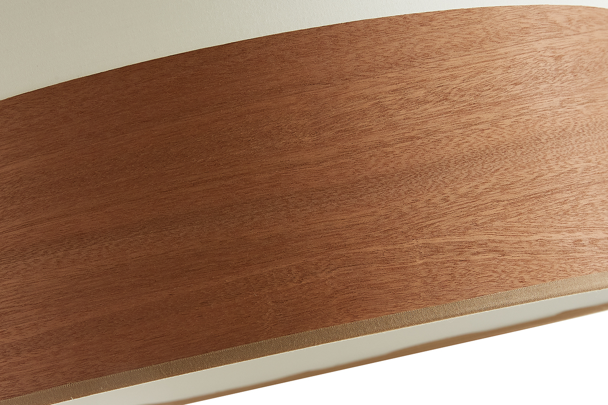 Design-Pendelleuchte aus sandfarbener Baumwolle und Mahagoni D38 cm SOLAR