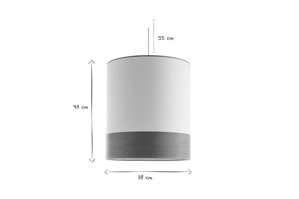 Design-Pendelleuchte aus sandfarbener Baumwolle und Mahagoni D38 cm SOLAR