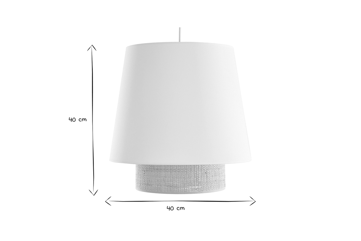 Design-Pendelleuchte aus zwei Materialien Bast und salbeifarbene Baumwolle D40 cm JUME