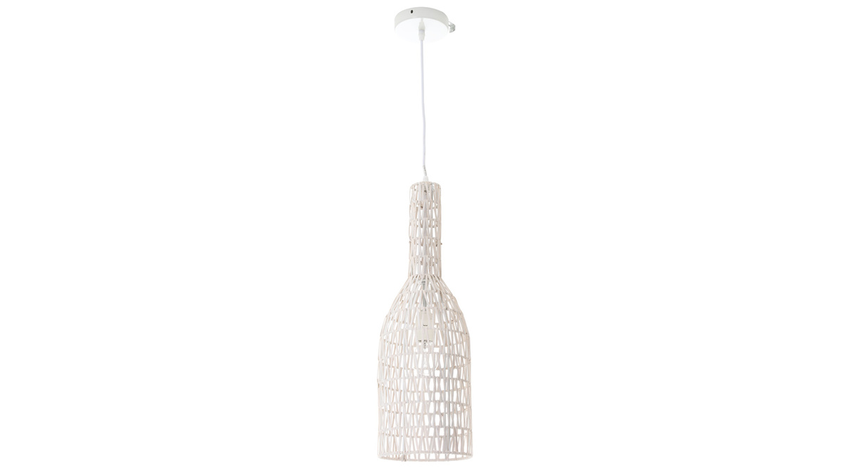 Design-Pendelleuchte in weier Rattan-Optik Durchmesser 19 cm PHILAE