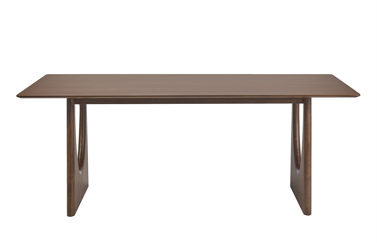 Rechteckiger Esstisch aus dunklem Walnussholz, Frontansicht, Ma�e L200 x T90 x H75 cm.