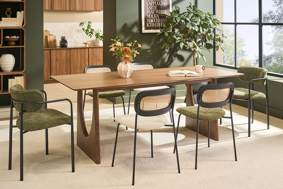 Design-rechteckiger Esstisch aus dunklem Walnussholz L200 cm KUALA