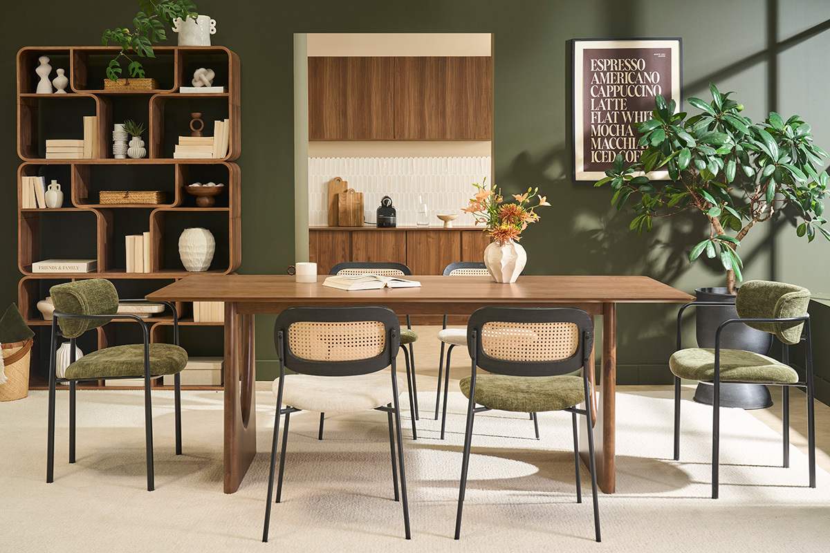 Design-rechteckiger Esstisch aus dunklem Walnussholz L200 cm KUALA