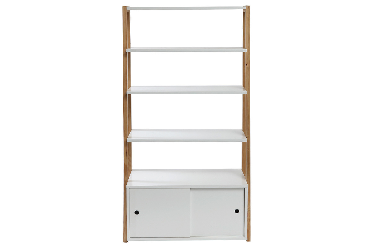 Design-Regal lackiert matt Wei und Holz STOKA