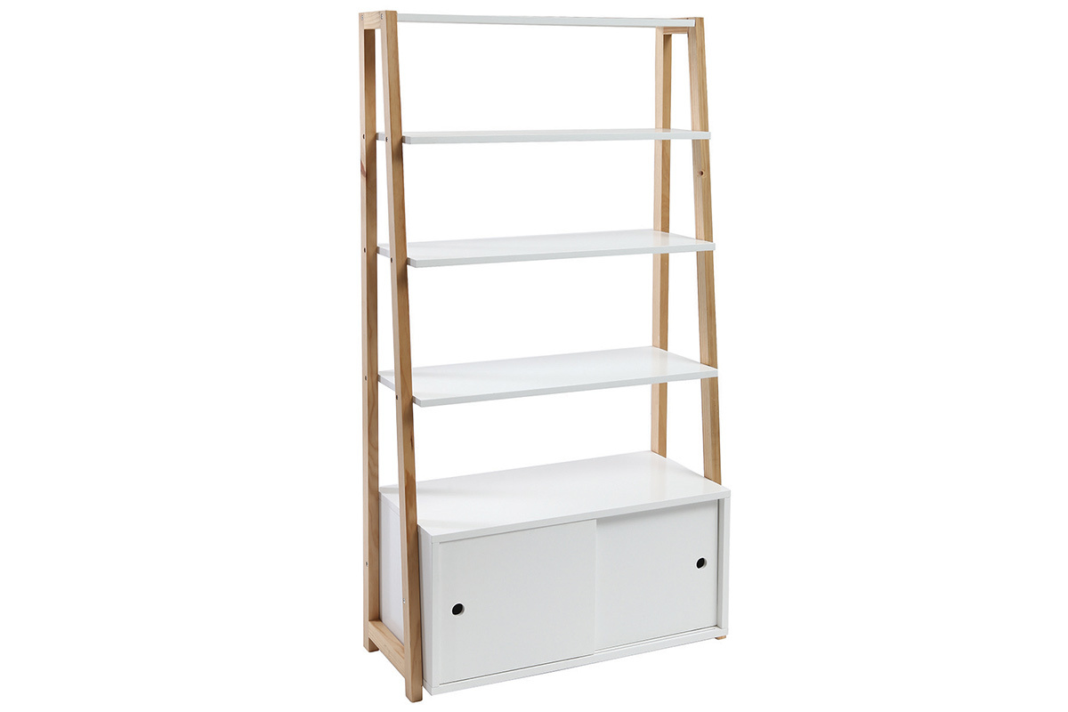 Design-Regal lackiert matt Wei und Holz STOKA