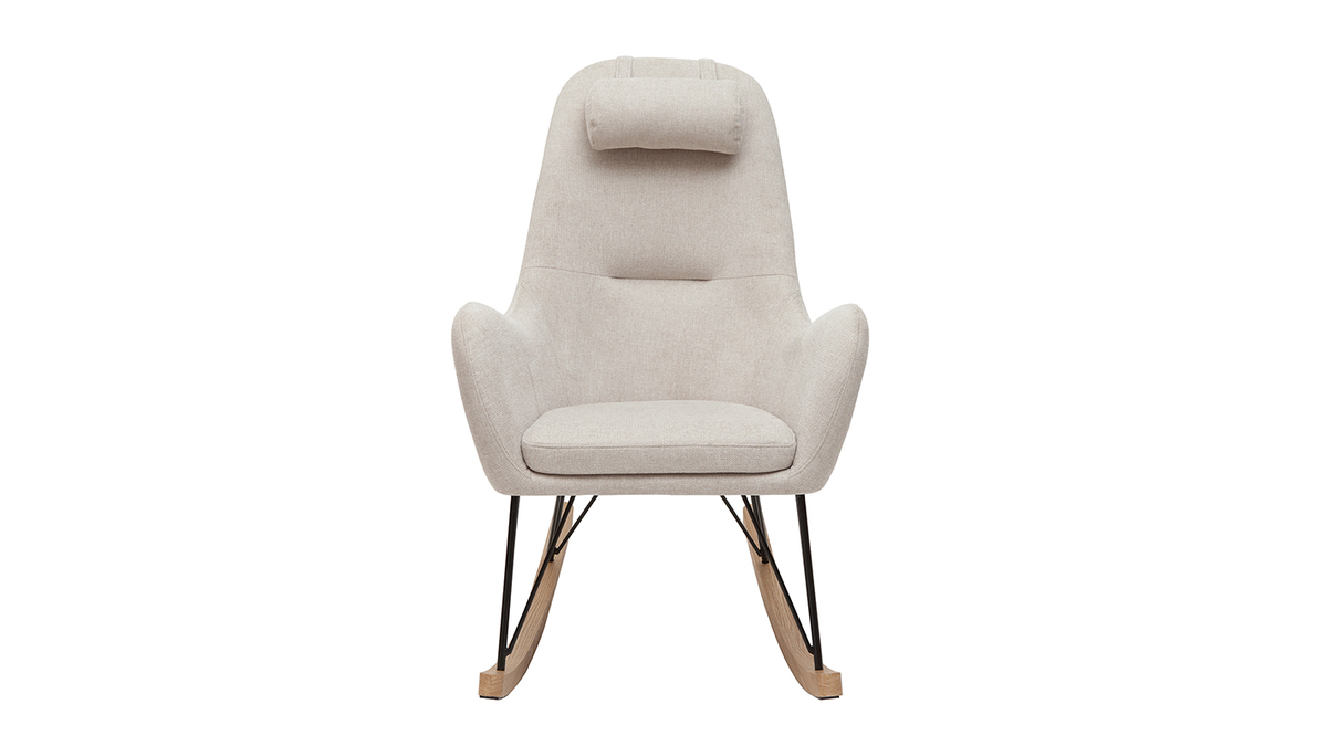 Design-Schaukelstuhl beiger Stoff MANIA