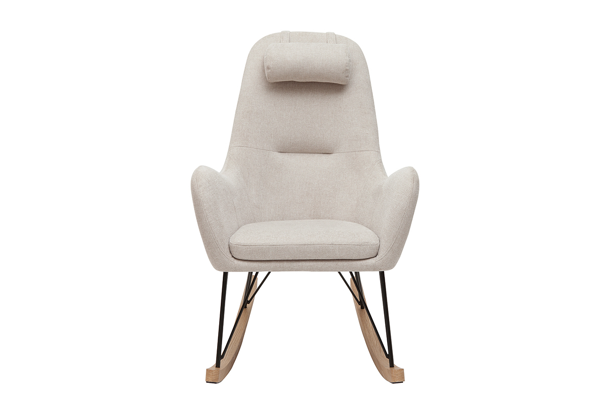 Design-Schaukelstuhl beiger Stoff MANIA