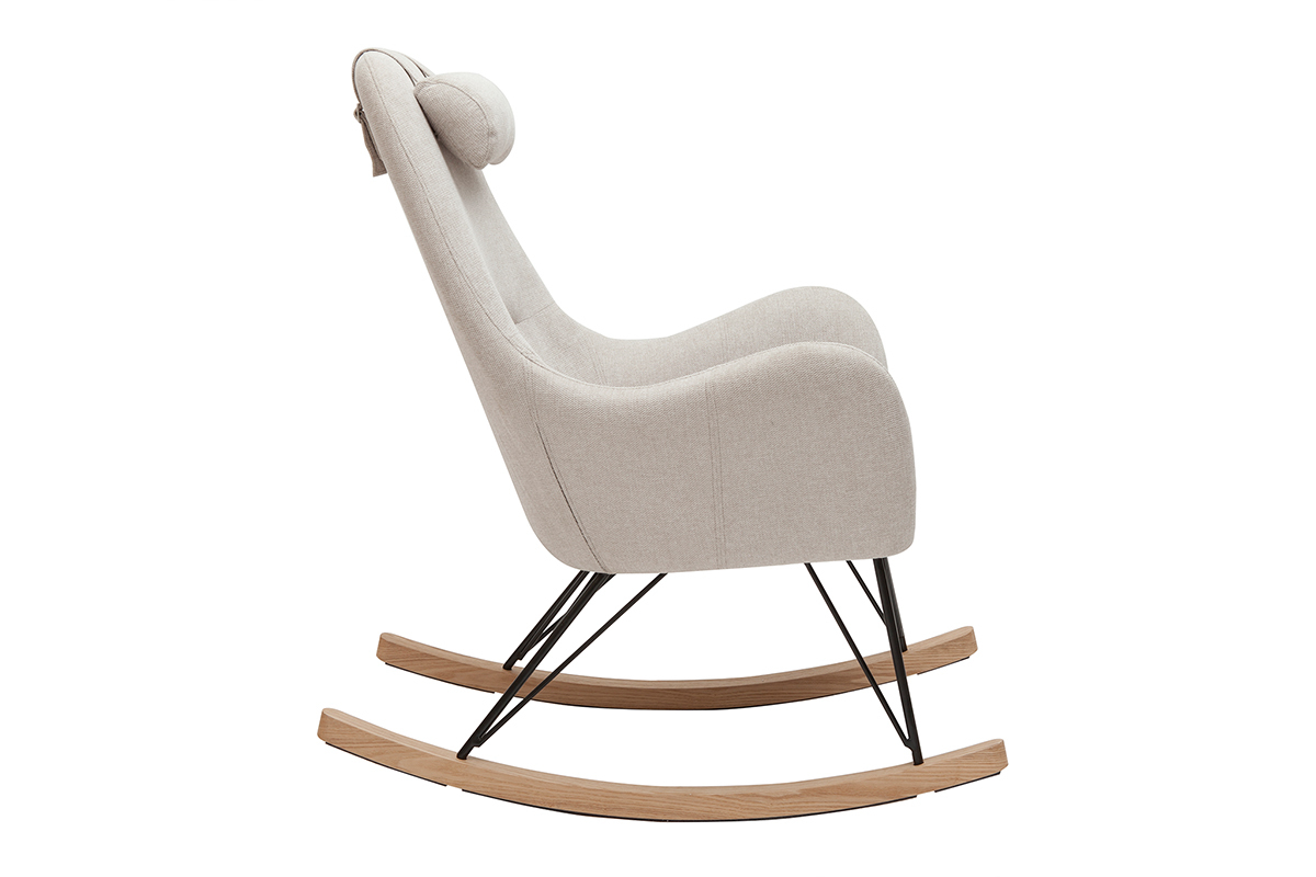 Design-Schaukelstuhl beiger Stoff MANIA