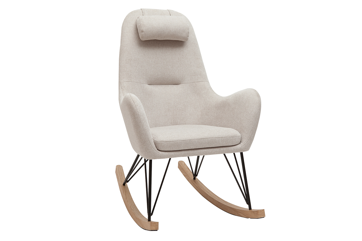 Design-Schaukelstuhl beiger Stoff MANIA