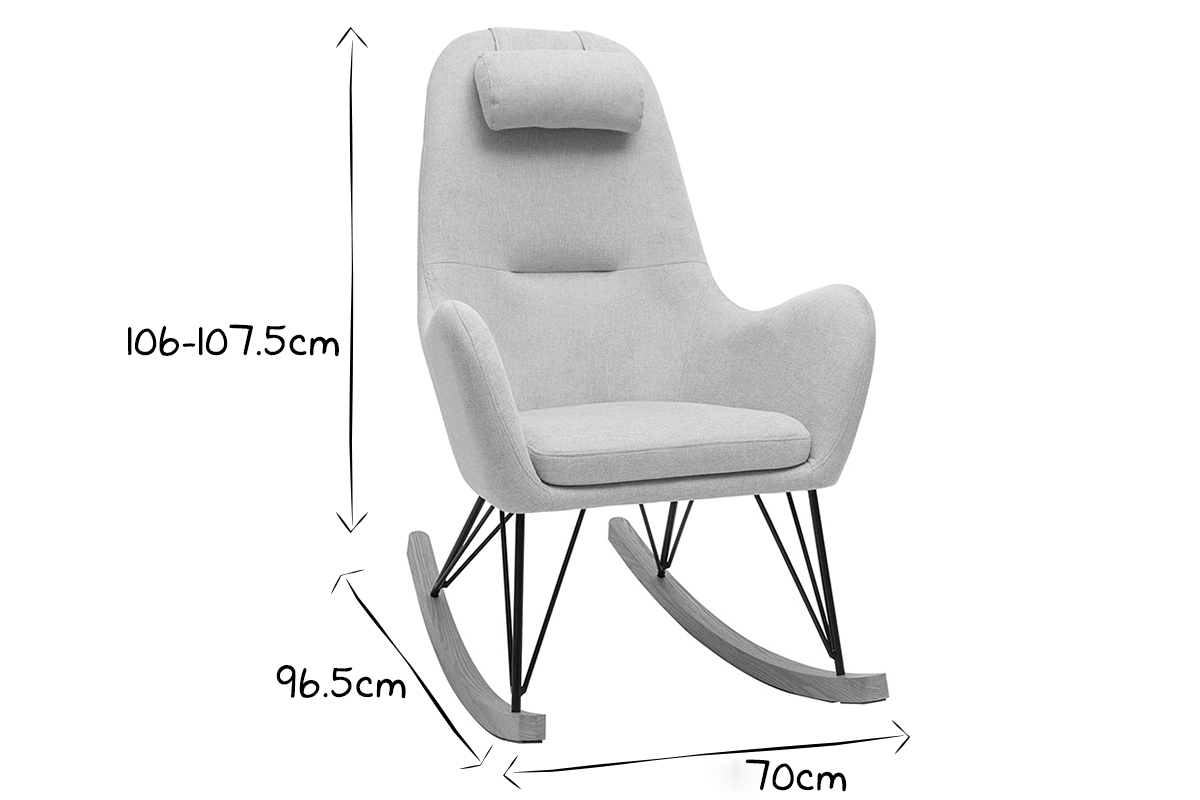 Design-Schaukelstuhl beiger Stoff MANIA