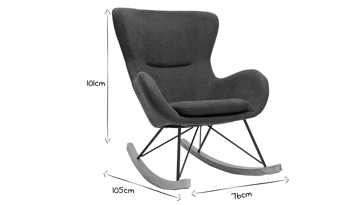 Design-Schaukelstuhl grauer Stoff mit Samteffekt ESKUA