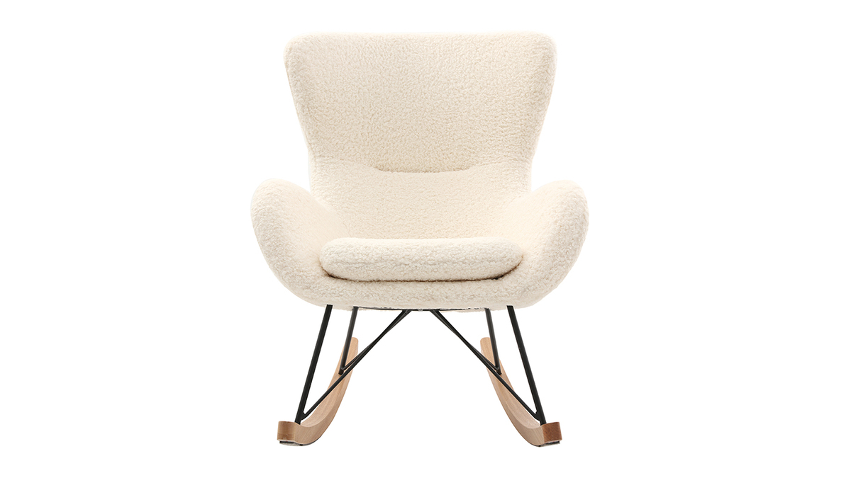 Design-Schaukelstuhl Lammfell-Optik wei ESKUA
