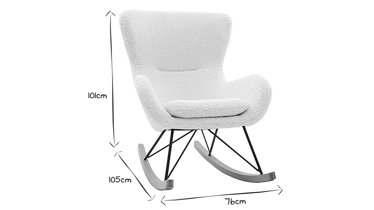 Design-Schaukelstuhl Lammfell-Optik wei ESKUA