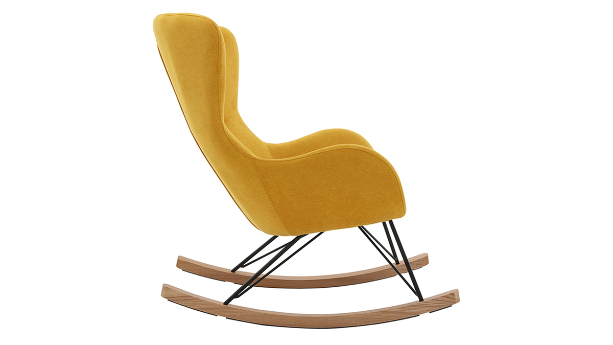 Design-Schaukelstuhl Samteffekt senfgelb ESKUA