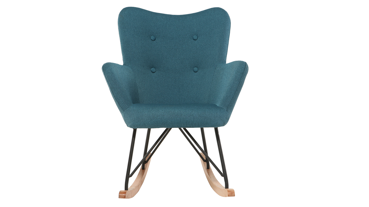 Design-Schaukelstuhl Stoff Blau Beine Metall und Eiche BABY BRISTOL