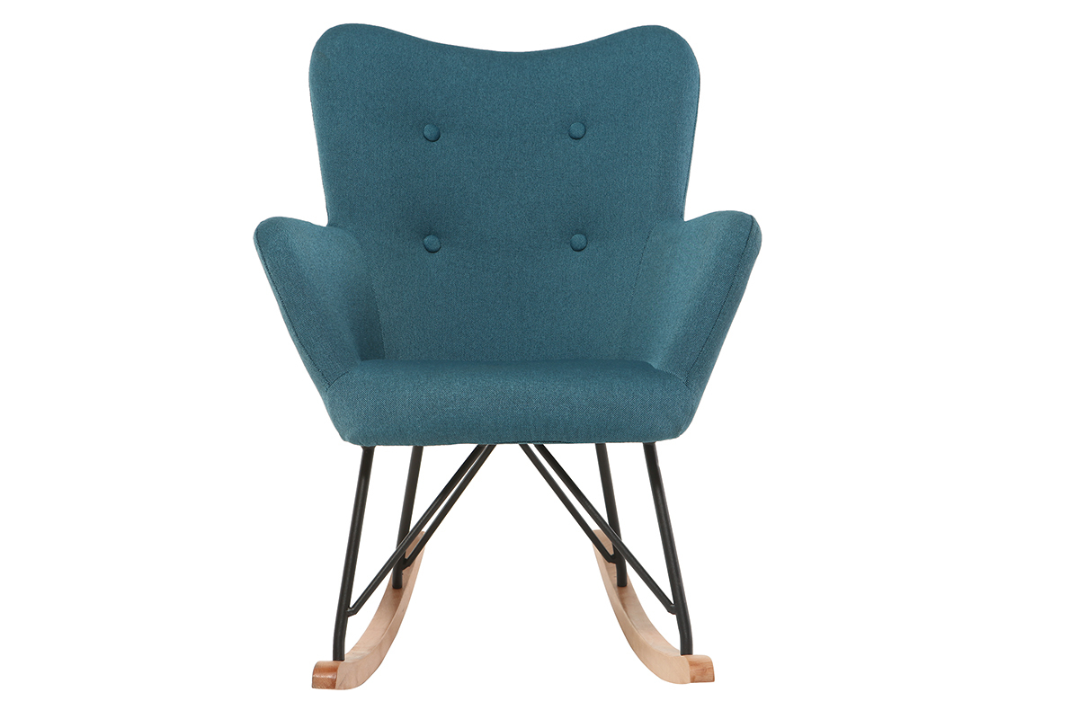 Design-Schaukelstuhl Stoff Blau Beine Metall und Eiche BABY BRISTOL