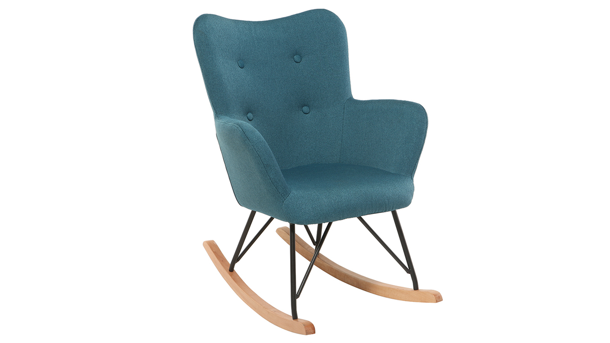 Design-Schaukelstuhl Stoff Blau Beine Metall und Eiche BABY BRISTOL