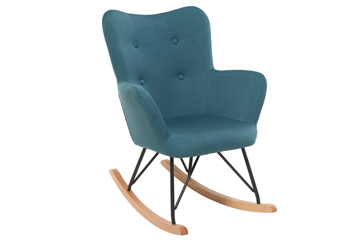 Design-Schaukelstuhl Stoff Blau Beine Metall und Eiche BABY BRISTOL