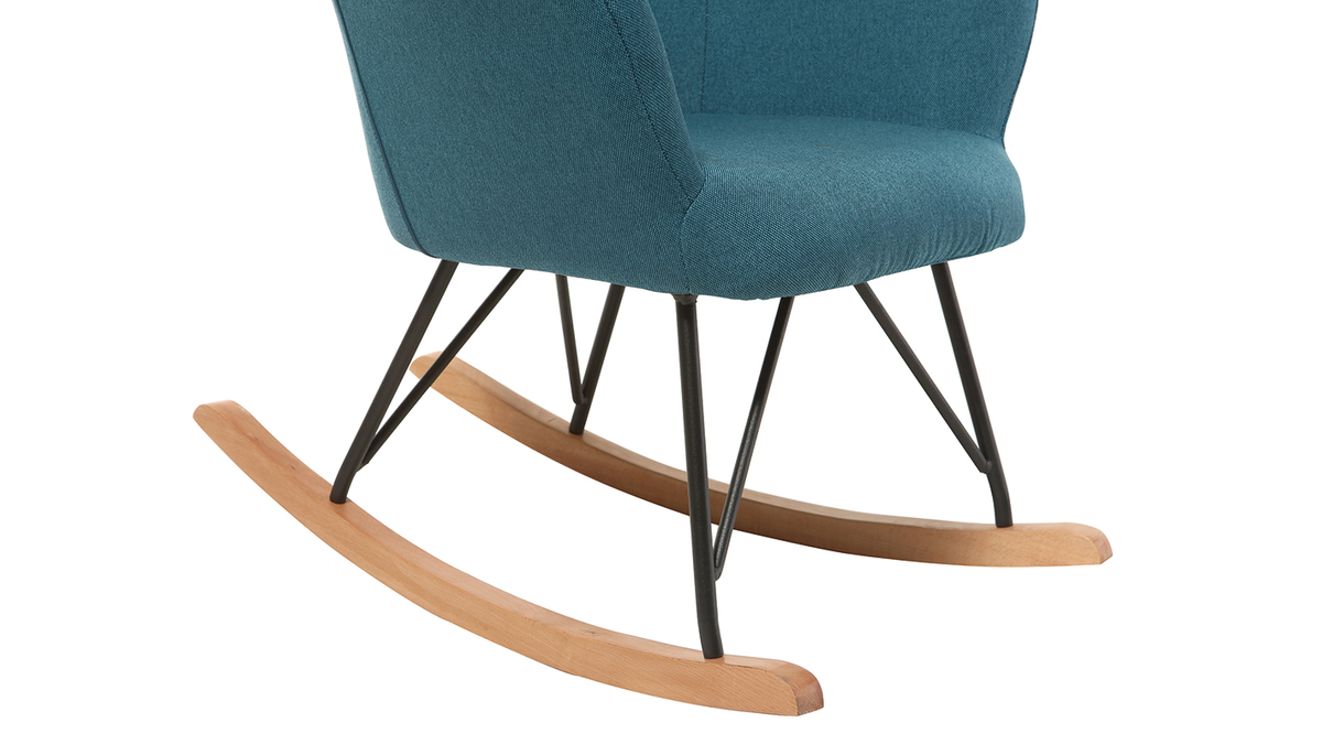 Design-Schaukelstuhl Stoff Blau Beine Metall und Eiche BABY BRISTOL
