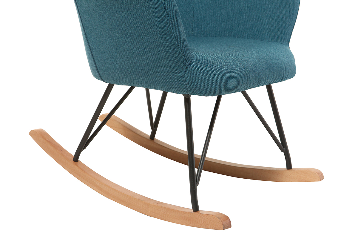Design-Schaukelstuhl Stoff Blau Beine Metall und Eiche BABY BRISTOL