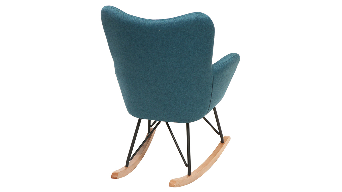 Design-Schaukelstuhl Stoff Blau Beine Metall und Eiche BABY BRISTOL