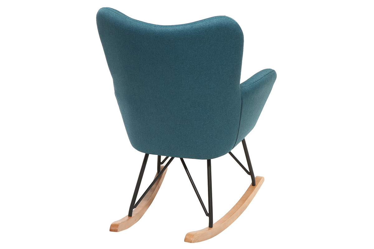 Design-Schaukelstuhl Stoff Blau Beine Metall und Eiche BABY BRISTOL