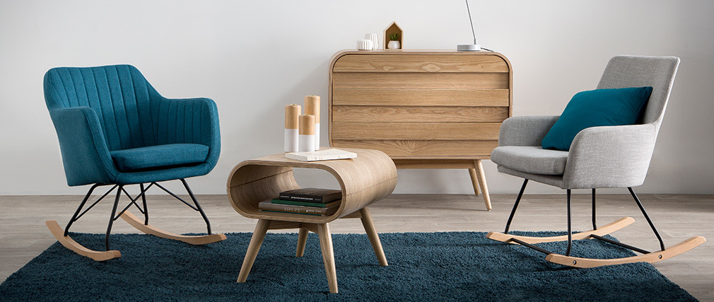 Design-Schaukelstuhl Stoff Dunkelgrau SHANA