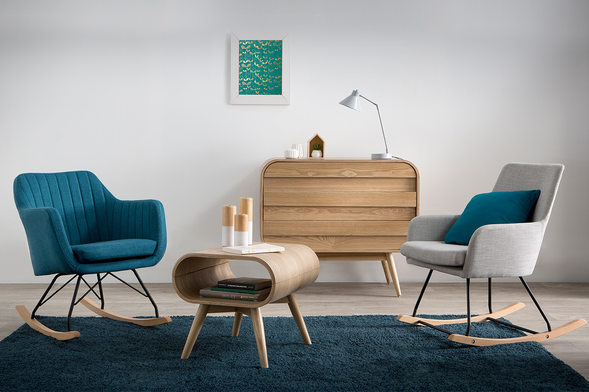 Design-Schaukelstuhl Stoff Dunkelgrau SHANA