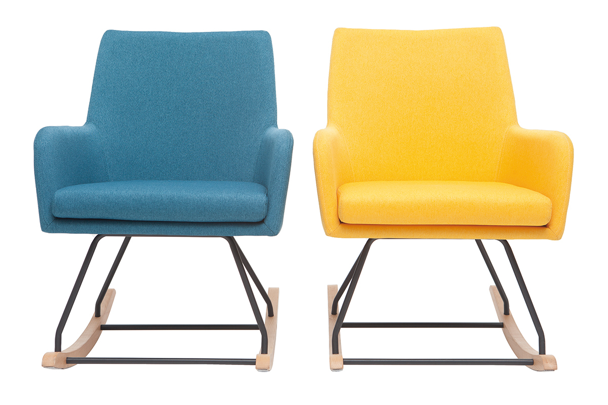 Design-Schaukelstuhl Stoff Gelb SHANA