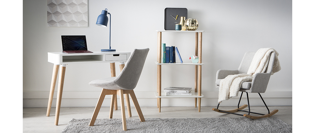 Design-Schaukelstuhl Stoff Hellgrau SHANA