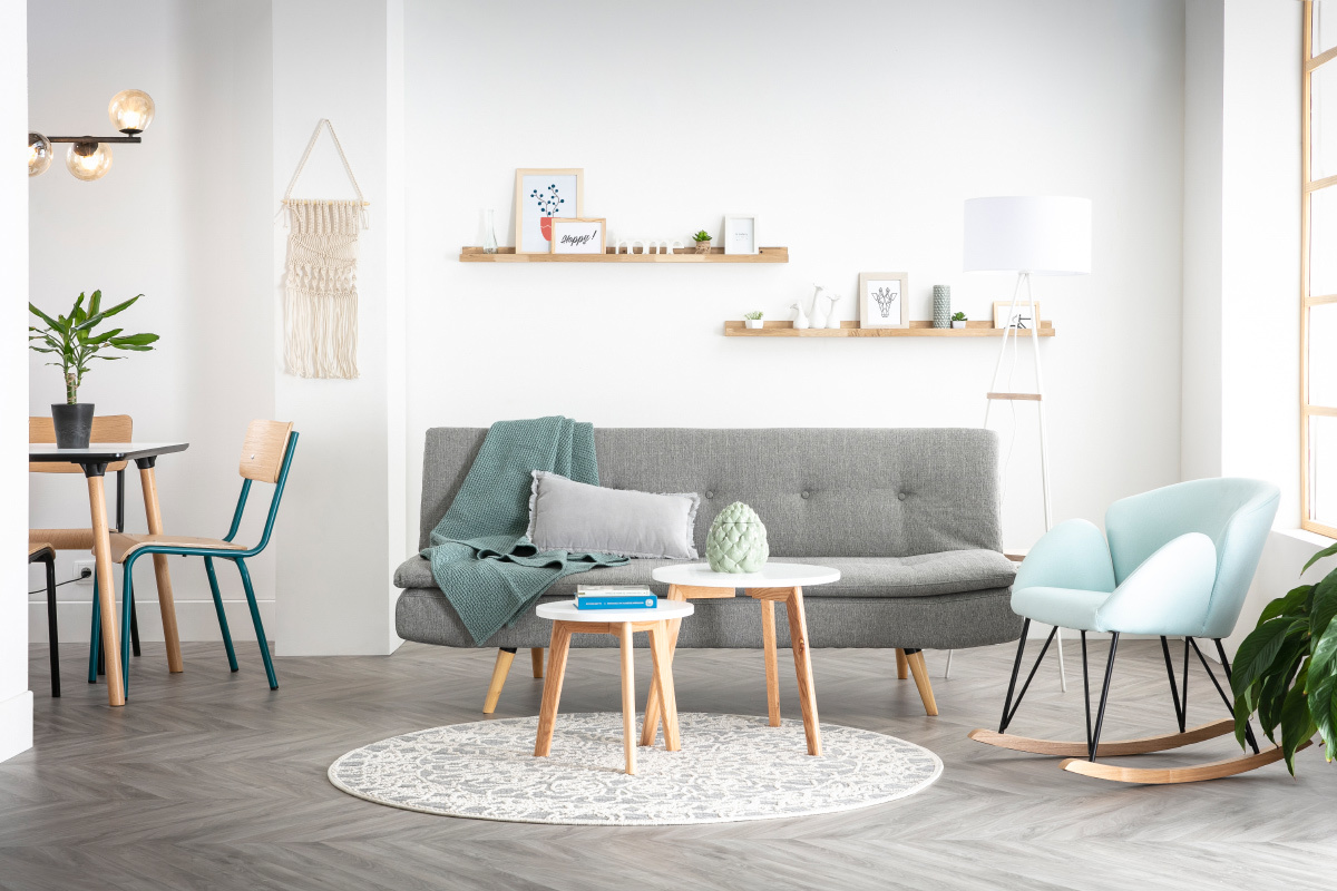Design-Schaukelstuhl Stoff Minzblau RHAPSODY ?