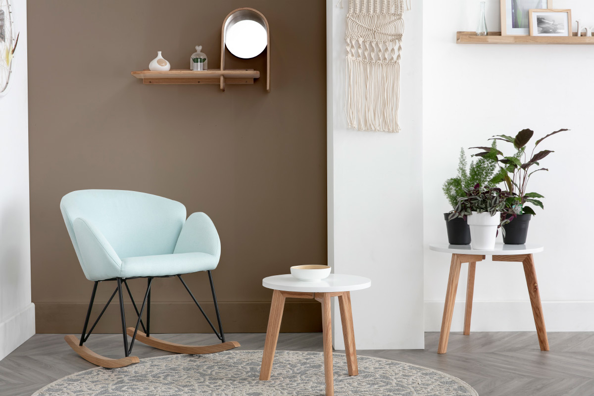 Design-Schaukelstuhl Stoff Minzblau RHAPSODY ?