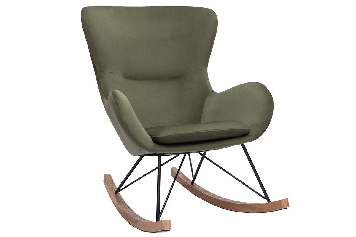 Design-Schaukelstuhl Stoff mit Samteffekt khaki ESKUA