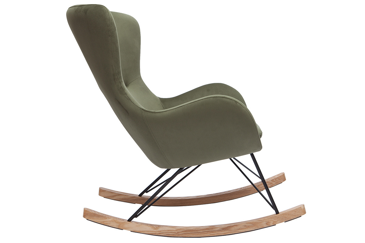 Design-Schaukelstuhl Stoff mit Samteffekt khaki ESKUA