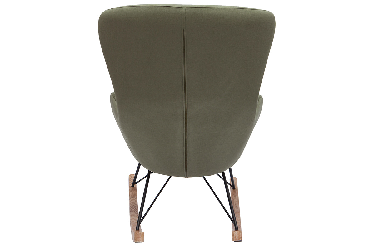 Design-Schaukelstuhl Stoff mit Samteffekt khaki ESKUA