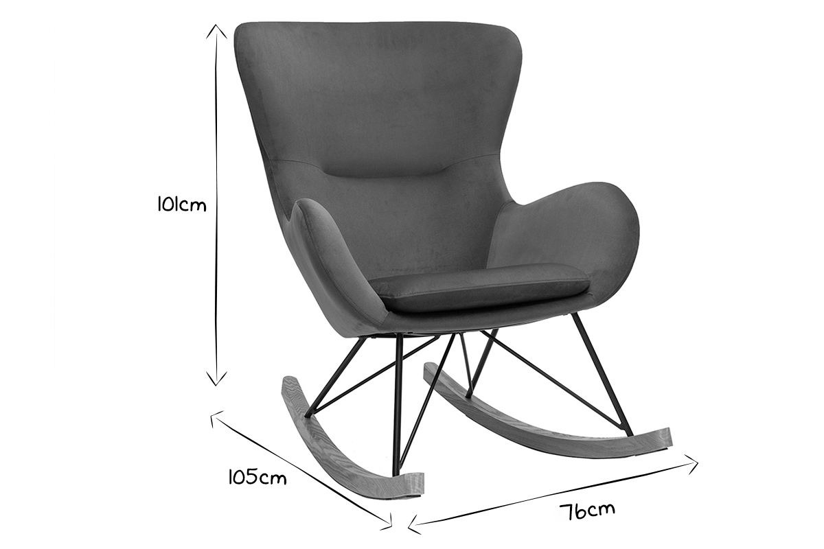 Design-Schaukelstuhl Stoff mit Samteffekt khaki ESKUA