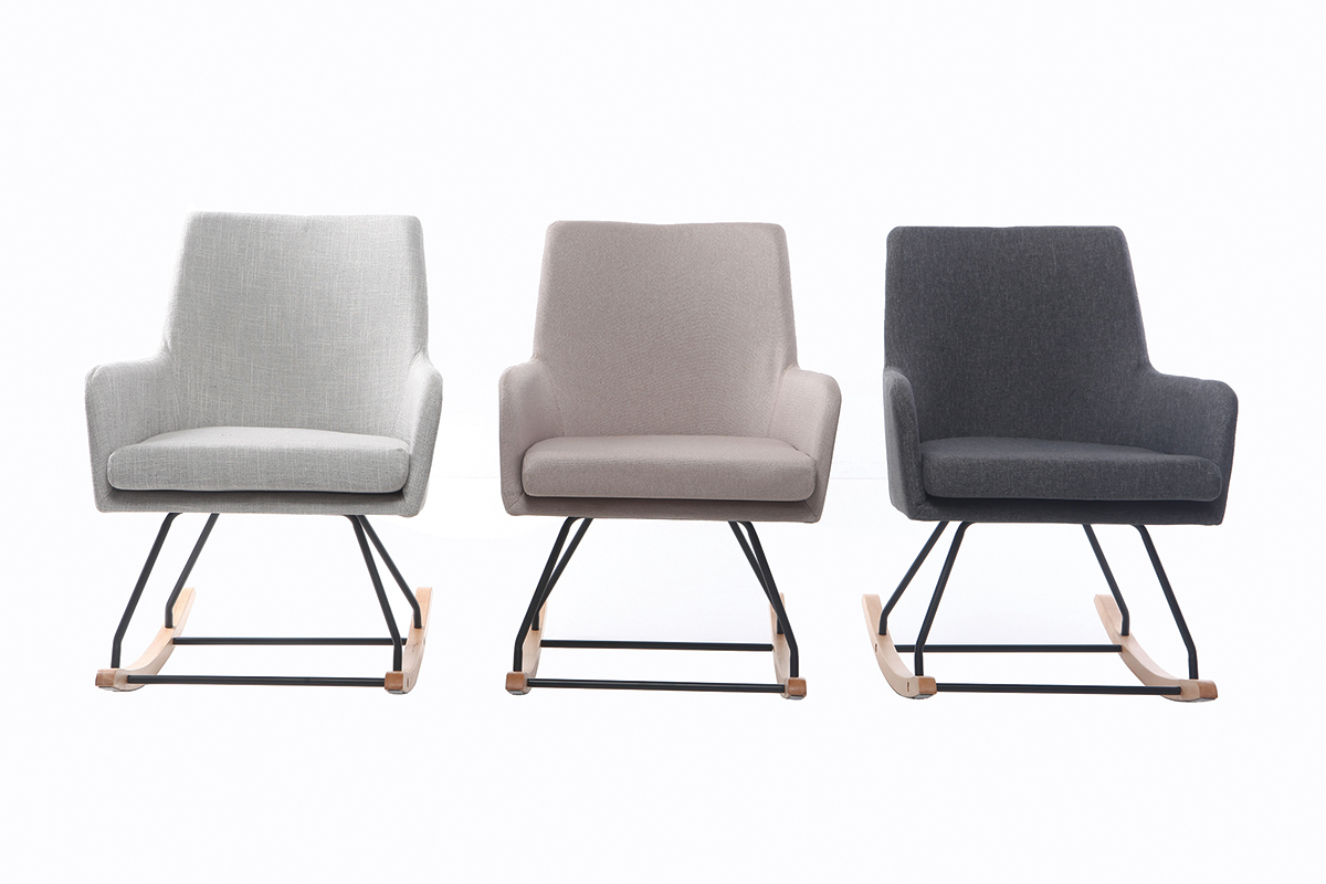 Design-Schaukelstuhl Stoff naturfarben SHANA